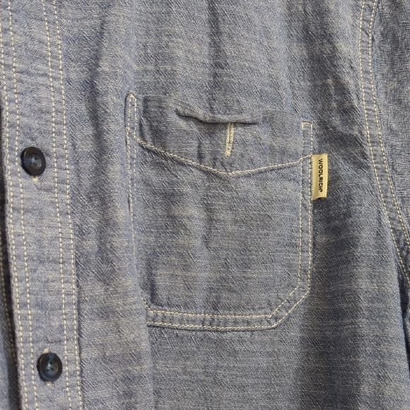 WOOLRICH Men's Buttom Down Shirt XL Blue Short Sleeve Collared Cotton - Picture 12 of 12